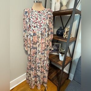 See by Chloe Womens Floral Print Long Sleeves Maxi Dress Multicolored Size 38